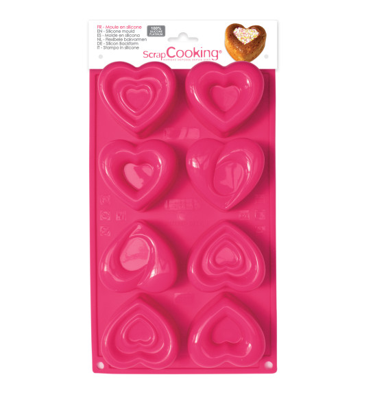 ScrapCooking® silicone mould with 8 heart-shaped cavities