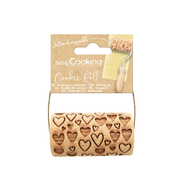 Mini embossing wooden roller Heart réf.5301