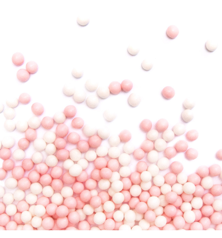 Pot de décors sucrés perles blanc/rose