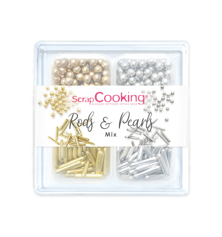 Rods & Pearls Mix - 66g sugar sprinkles - ScrapCooking®