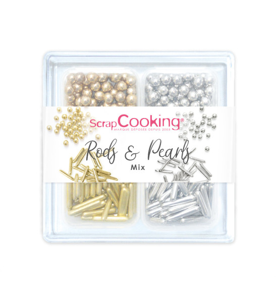 Rods & Pearls Mix - 66g sugar sprinkles - ScrapCooking®