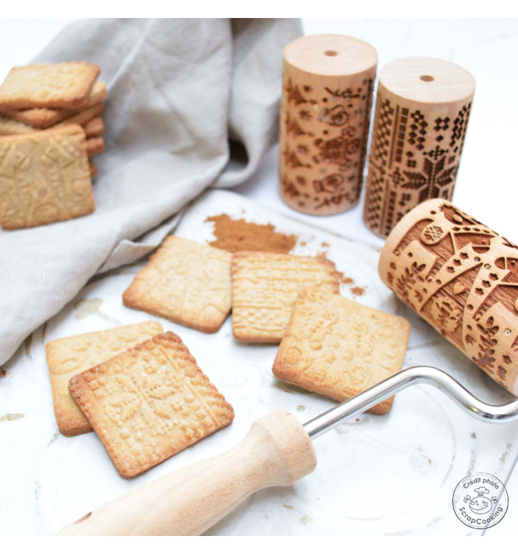 3 interchangeable mini wooden rollers Christmas - Scrapcooking®