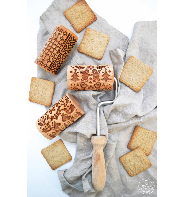 3 interchangeable mini wooden rollers Christmas - Scrapcooking®