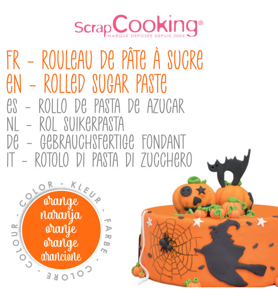 Rouleau de pâte à sucre orange  36 cm