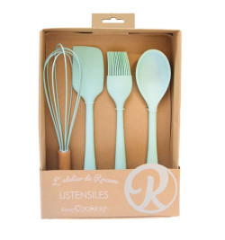 ScrapCooking - Kit de 4 Ustensiles Pâtisserie pour Enfants - Coffret Cadeau  4 Ustensiles Silicone : Fouet, Spatule, Cuillère, Rouleau - Bois & Silicone  - Pour Gâteaux, Biscuits - 1133 : : Cuisine et Maison