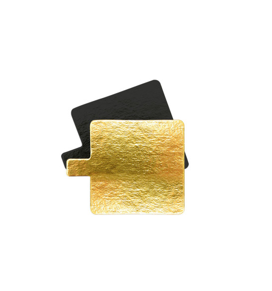 10 individual square gold/black cake boards 8cm