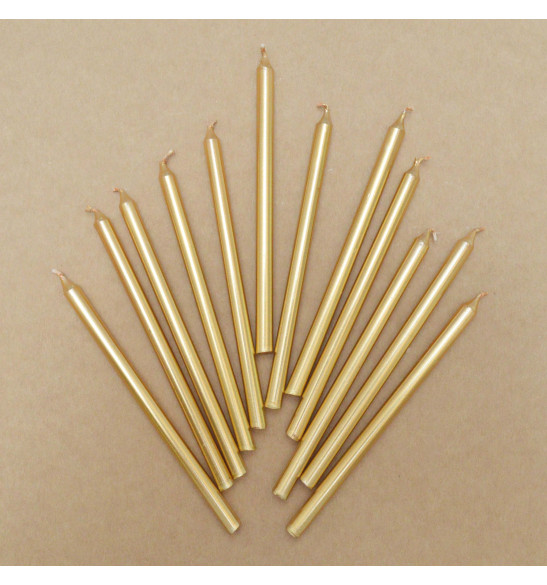 12 bougies longues dorées réf.0348