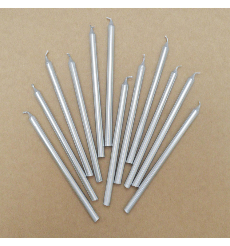 12 bougies longues argentées réf.0349