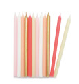 12 pink & gold long candles 12 cm
