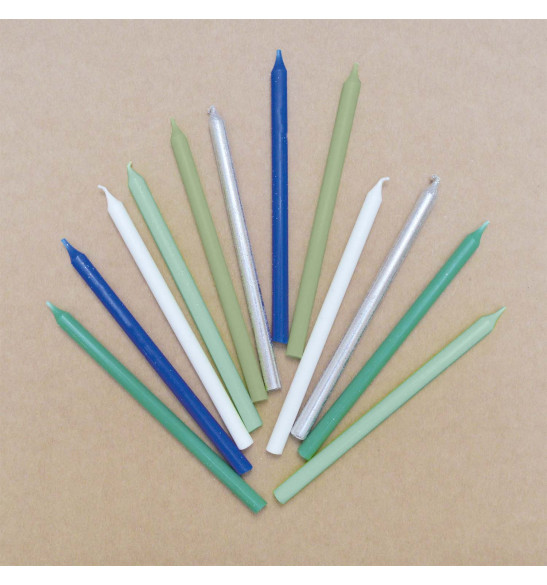 12 bougies longues bleu et argent - ScrapCooking®