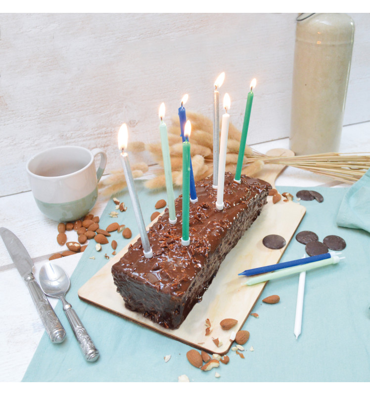 12 bougies longues bleu et argent - ScrapCooking®