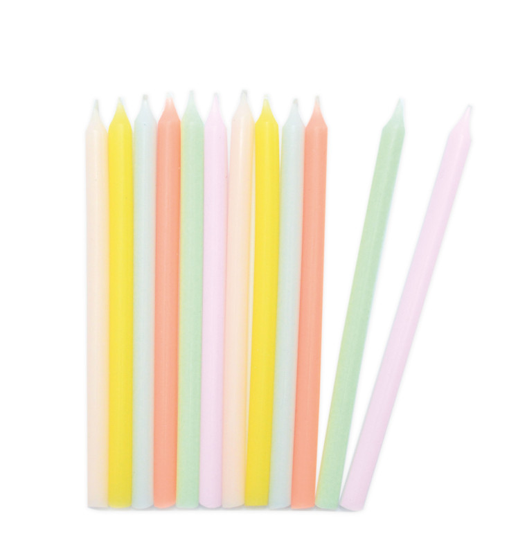 12 long pastel candles 12 cm