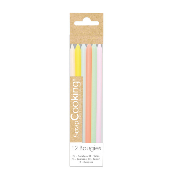 12 bougies longues pastel