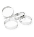 4 individual perforated round tart rings 8 cm