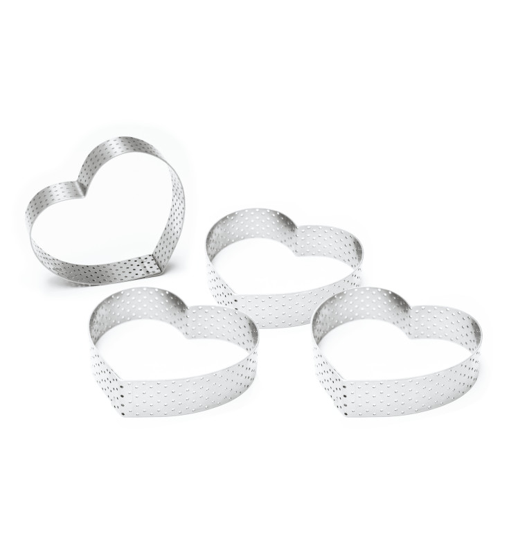 Cercle à tarte pâtisserie individuel perforé coeur - ScrapCooking