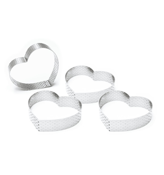 Cercle à tarte pâtisserie individuel perforé coeur - ScrapCooking