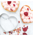 4 individual perforated heart tart rings 7.5 x 8,5 cm