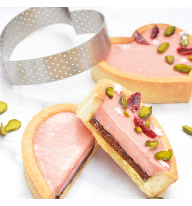 Cercle à tarte pâtisserie individuel perforé coeur - ScrapCooking