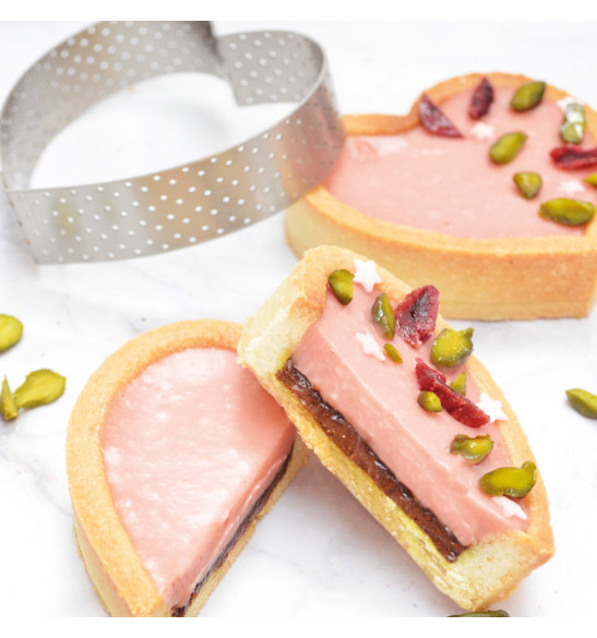 Cercle à tarte pâtisserie individuel perforé coeur - ScrapCooking