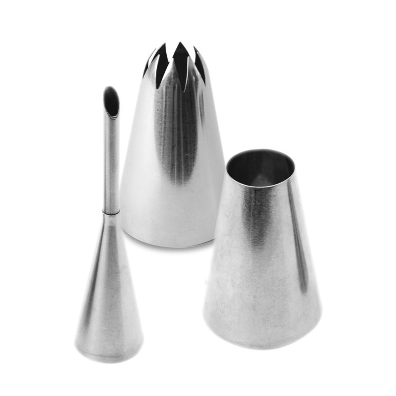 3 stainless steel nozzles choux eclairs ScrapCooking®