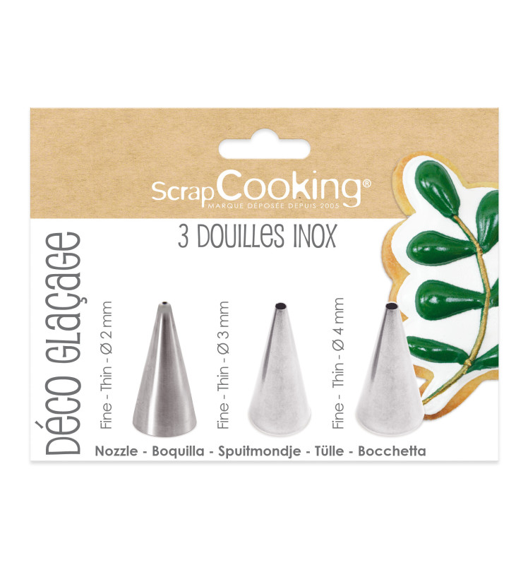 3 stainless steel nozzles - deco - ScrapCooking®