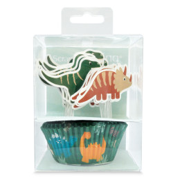 24 caissettes + 24 cake toppers Dino réf.4905