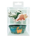 24 caissettes + 24 cake toppers Dino réf.4905