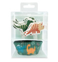 24 cupcake cases + 24 cake toppers "dino"