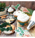24 cupcake cases + 24 cake toppers "dino"