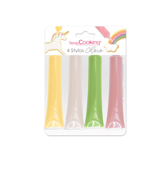 4 Choco pens pink / green / yellow / white 4X25g