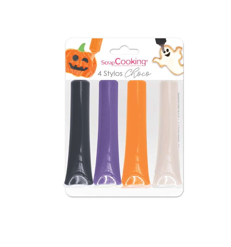 SCRAPCOOKING 3 stylos alimentaires noir, orange et violet - Halloween pas  cher 