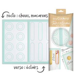 Fiberglass silicone mat with printing choux/éclair/macaroon - ScrapCooking®