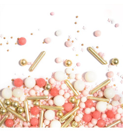 Sweetened decors pink gold rods mix 70g - ScrapCooking®