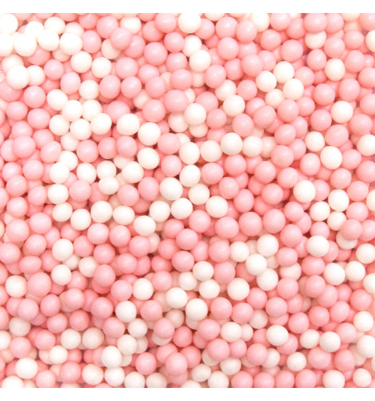 Décors sucrés perles blanc/rose 55g