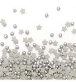 Pot de décors sucrés mix étoiles et perles argentées réf.7423