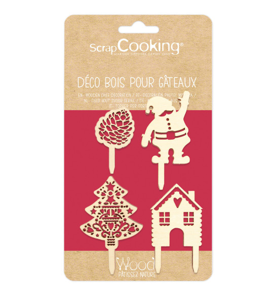 4 Christmas deco wood accessories