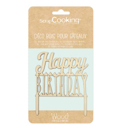 Cake Topper en Bois Happy Birthday - La Boutique de Juliette