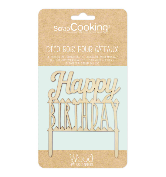 Topper en bois - Joyeux anniversaire - Scrapcooking