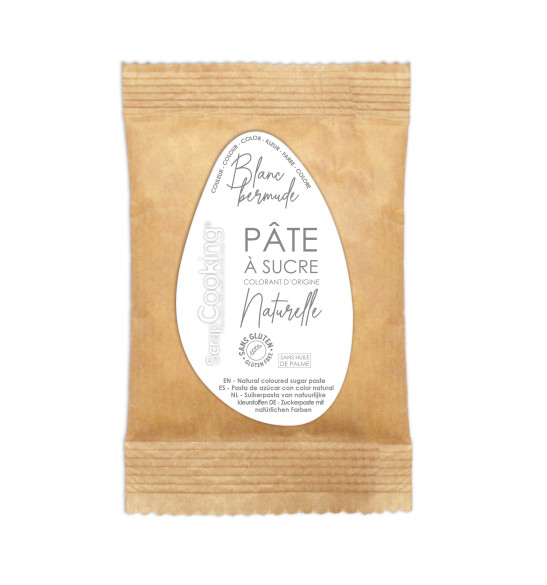 Pâte à sucre colorant d'origine naturelle Blanc Bermude 200g réf.7610