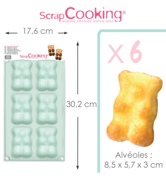 ScrapCooking - Moule Oursons en Silicone XL - 6 Formes pour