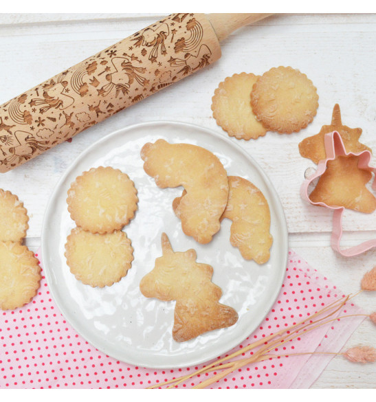 Rouleau en bois à pâtisserie avec motif –