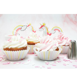 Ambiance 24 caissettes + 24 cake toppers licorne réf.5053