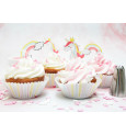 24 cupcake cases + 24 cake toppers unicorn