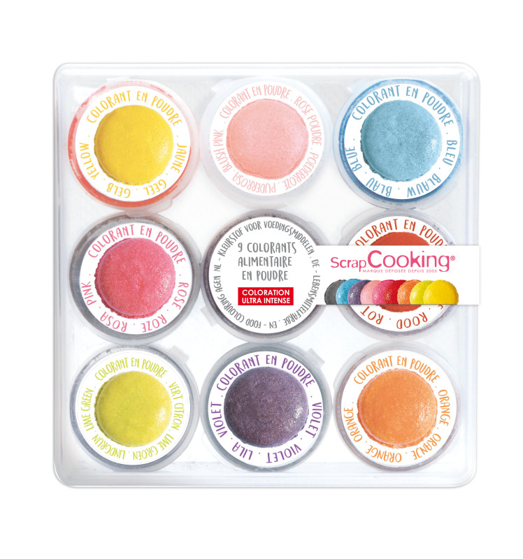9 mini natural powdered food colourings - ScrapCooking®