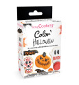 3 Halloween-themed powdered food colourings "black, orange, red"