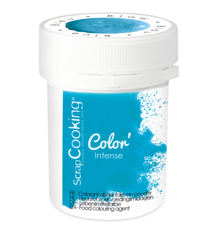 Colorant alimentaire liposoluble Color'choco 5 g bleu + Poudre