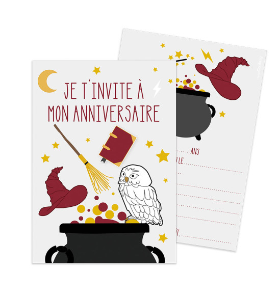 8 cartes d'invitation Sorcier - ScrapCooking®