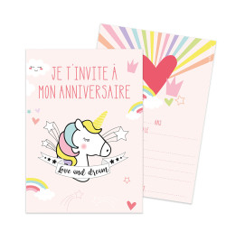 8 invitation cards Unicorn