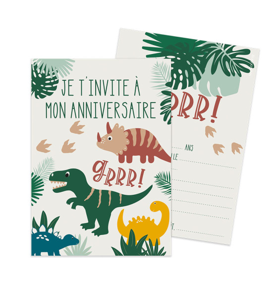 8 cartes d'invitation Dinosaure réf.0264