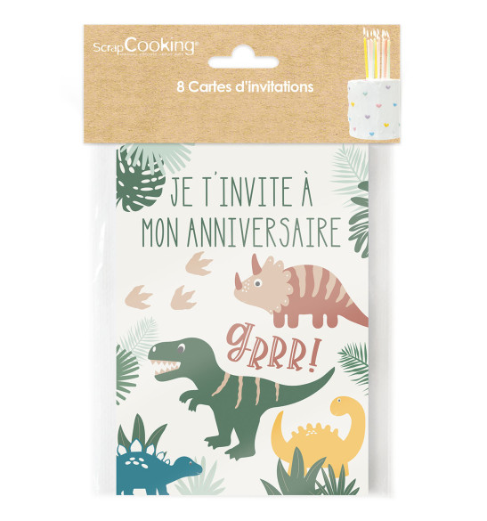 8 Cartes Invitation Anniversaire Dinosaures Cartesdart